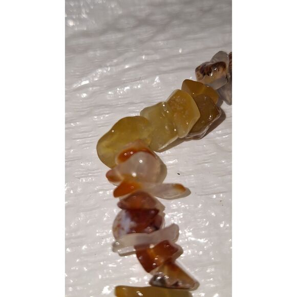 A Gemstone Stretchy Bracelet Quartz Jasper Stone Chips Unique Natural - Picture 3 of 6